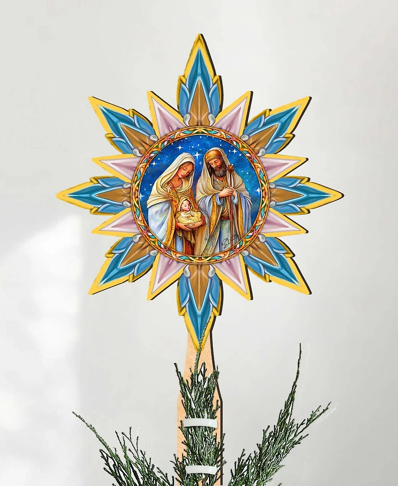 Designocracy Born Under Bright Star Wood Tree Topper
