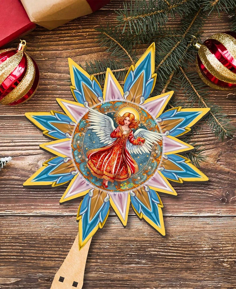Designocracy Angel with Love Wooden Tree Topper