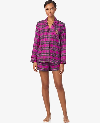 Lauren Ralph Women's Notch Collar and mid rise Pajama Set