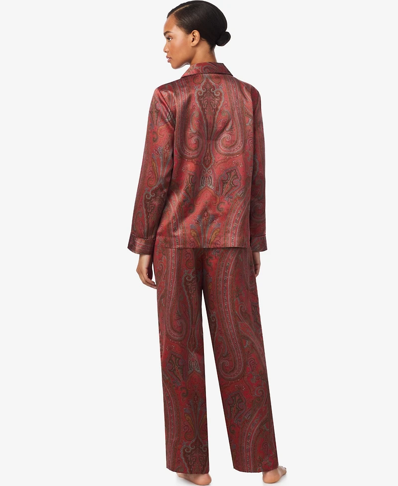 Lauren Ralph Women's Notch Collar and Long Pant Pajama Set