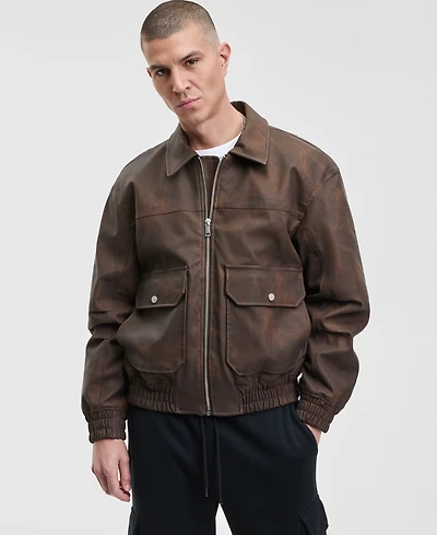 Mode of One Men's Relaxed Faux-Leather Jacket, Macy's Exclusive