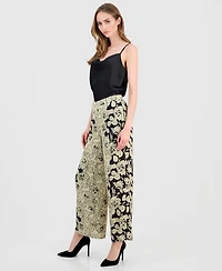 T Tahari Women's Printed Pull-On Wide-Leg Pants