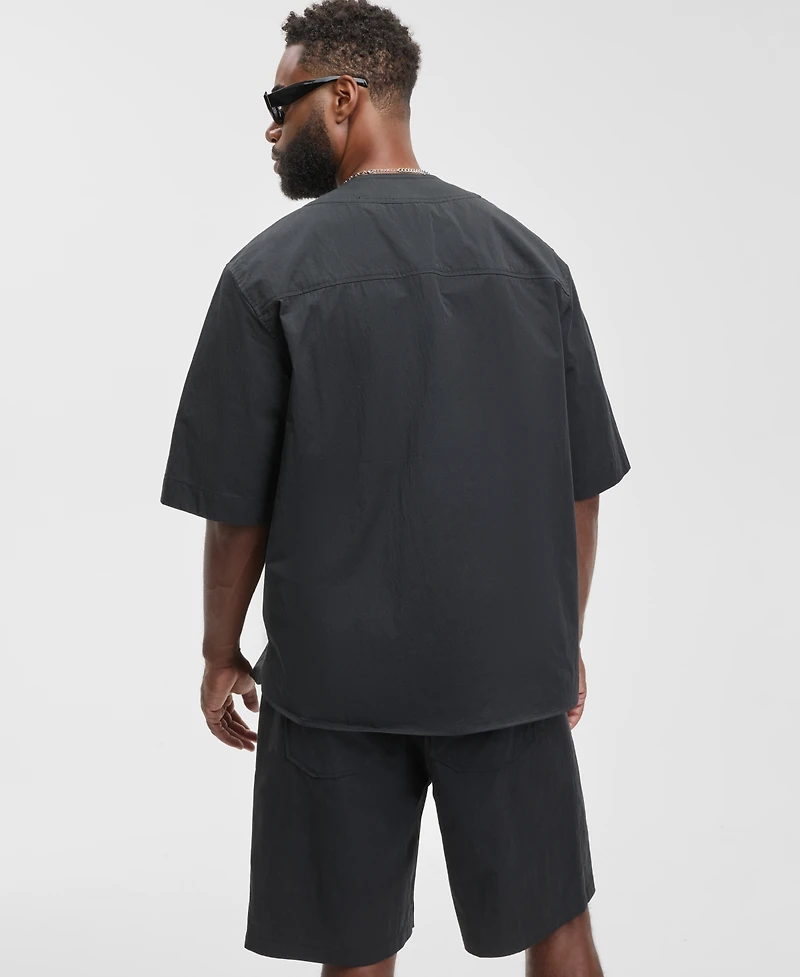 Mode of One Men's Relaxed Fit Short Sleeve Snap-Front Shirt, Macy's Exclusive