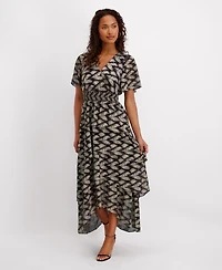 kensie Women's V-Neck Tiered Maxi Dress