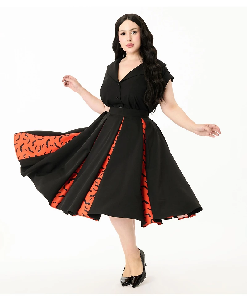 Unique Vintage Plus Pleated Swing Skirt