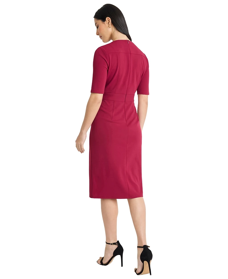 Maggy London Women's Crewneck Sheath Midi Dress