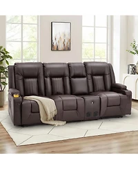 Aecojoy 3 Seater Recliner Sofa with Console&Bluetooth Speakers, Manual Rv Sofa Couch