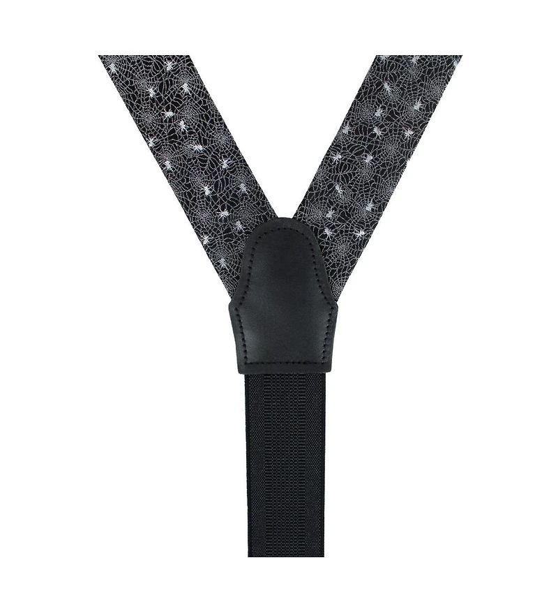 Trafalgar Men's Venom Spider Web Motif Novelty Silk Button End Suspenders