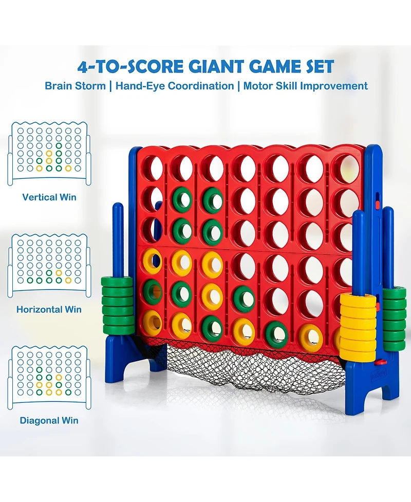 4-to-Score Giant Game Set 4-in-a-Row Connect Game W/Net Storage