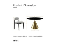 Morden Fort 5 Piece Round 47'' Faux Marble Dining Room Set Black Table with Grey Boucle Armless Chair Kitchen