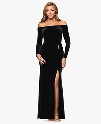 Xscape Womens Off The Shoulder Velvet Gown 4 22w