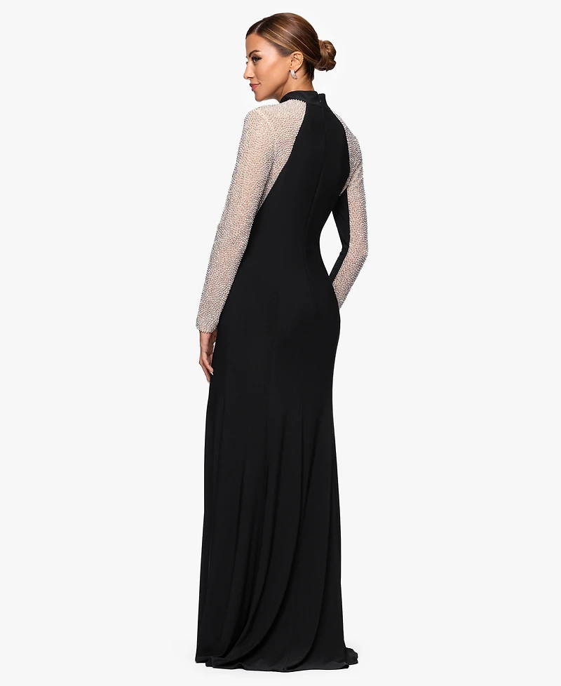Xscape Women's Mock Neck Maxi Dress