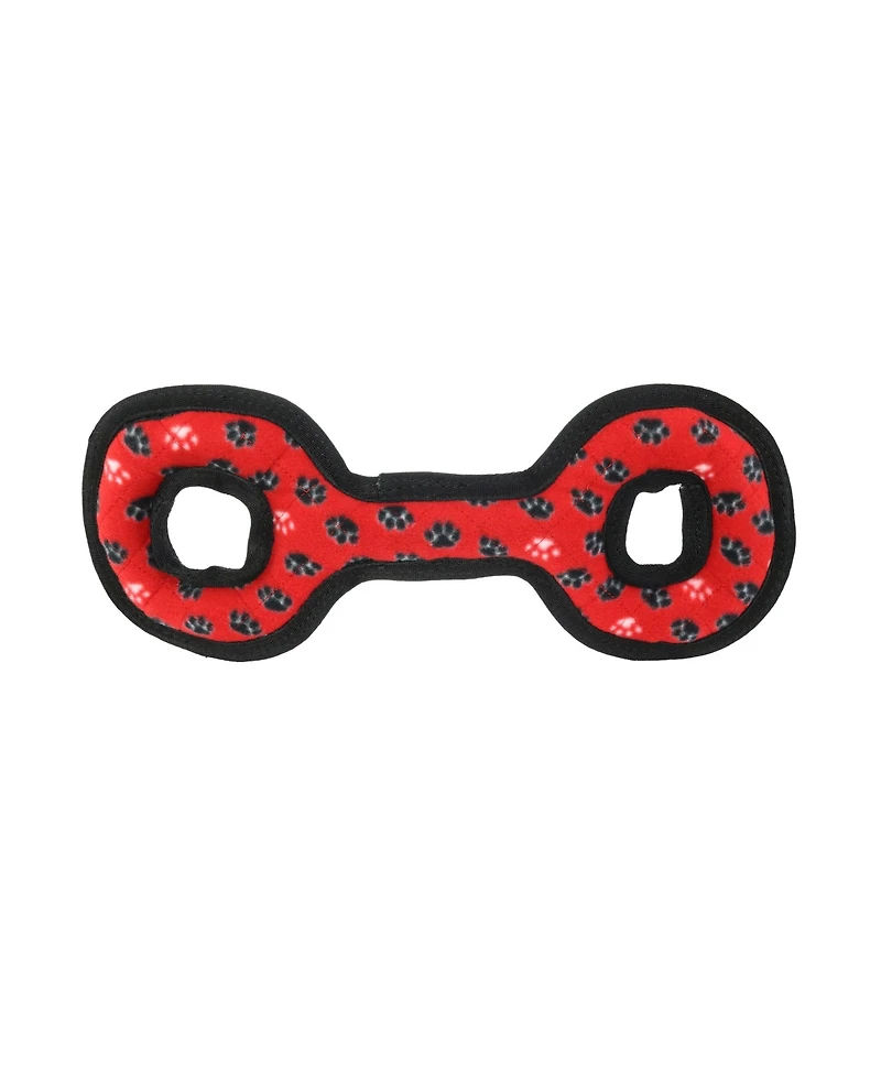 Tuffy Medium Tug-o-War Red Paw 2 Pack, Durable Plush Squeaky Dog Toy