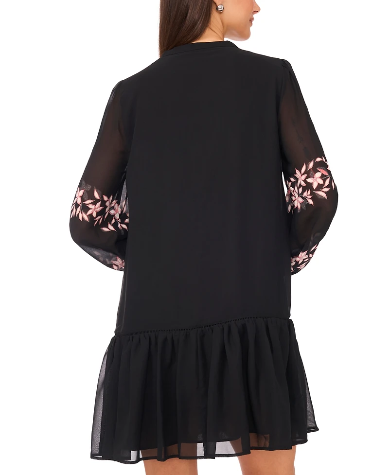 Msk Petite Placement Print Long Sleeves Shift Dress