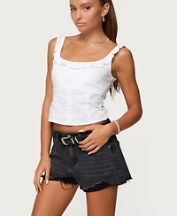 Edikted Women's Noga Ruffle Woven Button Up Top