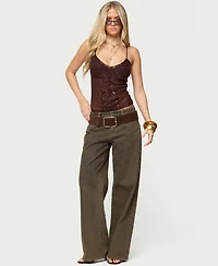 Edikted Women's Azelia Beaded Sheer Chiffon Top