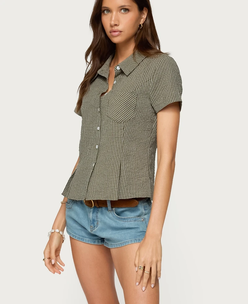Edikted Women's Alisa Plaid Tailored Button Up Shirt