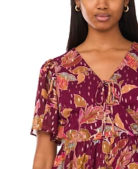 Msk Women's Short Flutter Sleeve Mini Wrap Dress