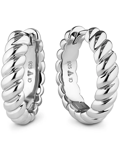 Devata Rope Hoop Earrings in Rhodium Plated Sterling Silver