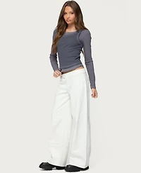 Edikted Womens Zane Contrast Layered Long Sleeve Top
