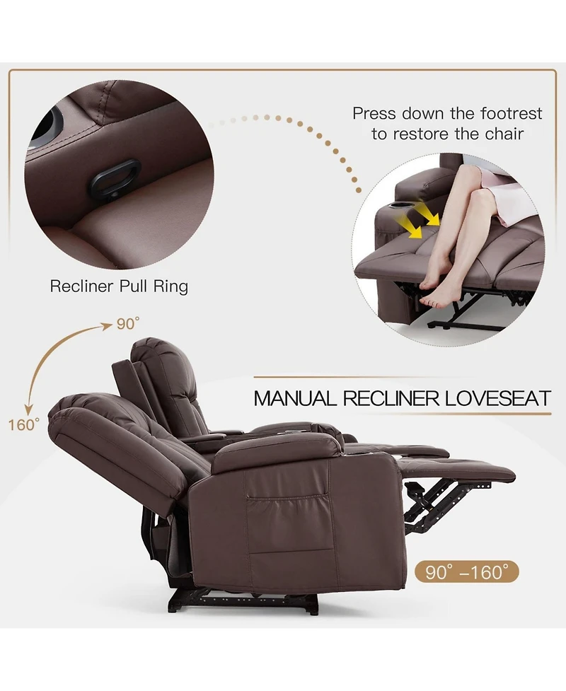 Aecojoy 3 Seater Recliner Sofa with 2 Console&Bluetooth Speakers