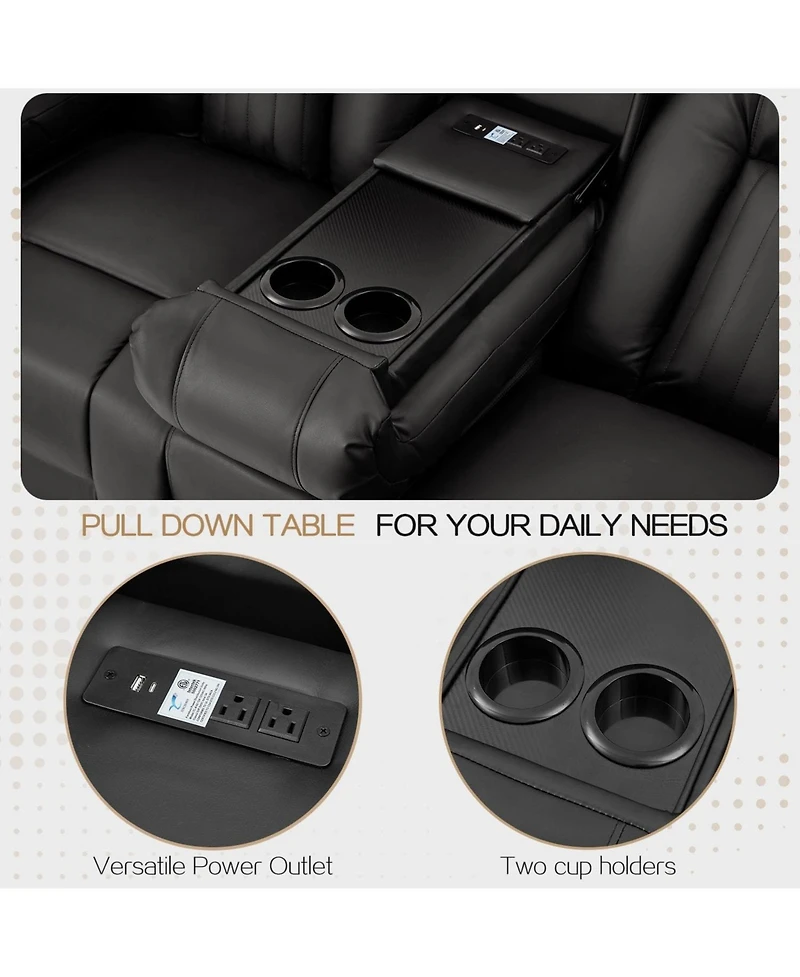 Aecojoy 3 Seater Recliner Sofa with 2 Console&Bluetooth Speakers