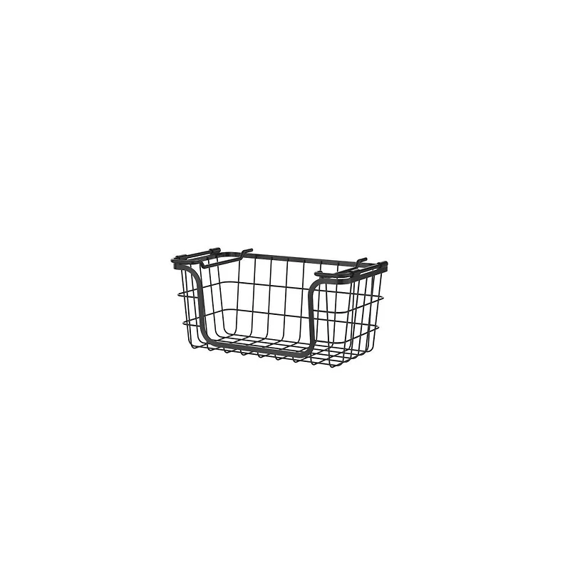Oceanstar Stackable Metal Wire Storage Basket Set for Pantry, Countertop, Kitchen or Bathroom, Black, Set of 3