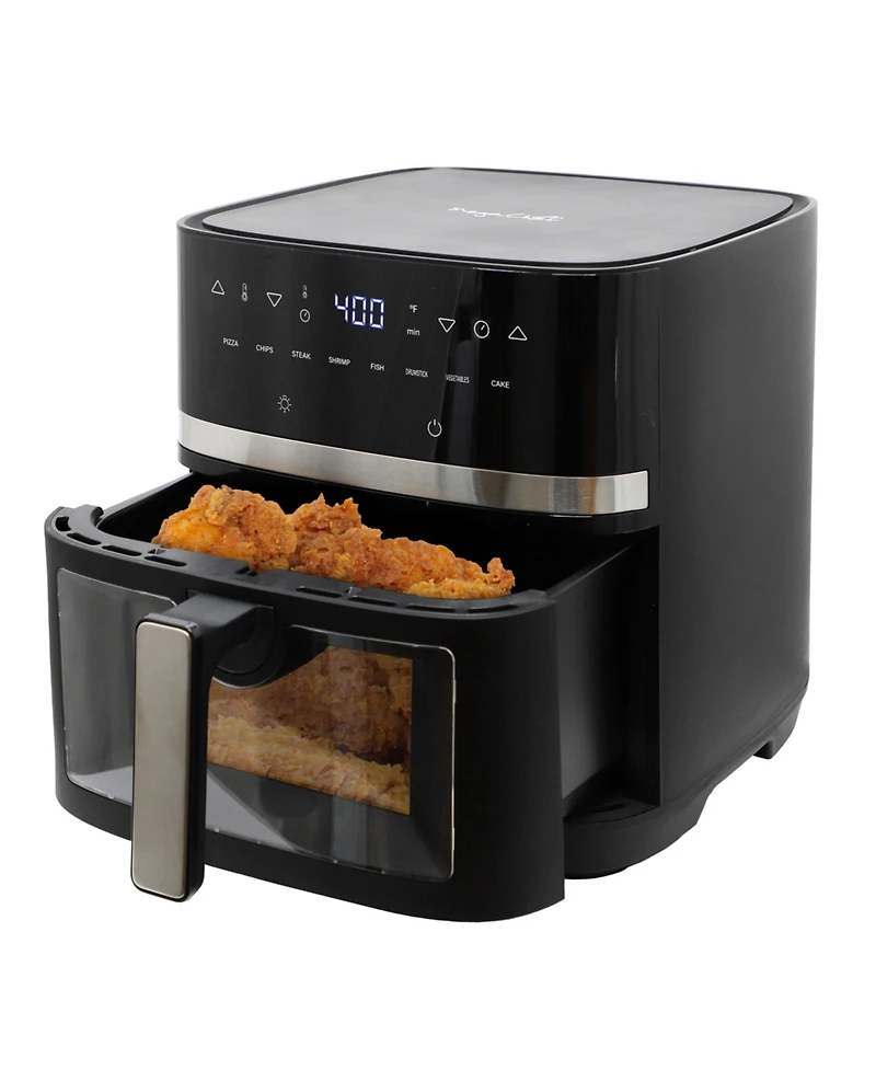 MegaChef 8 Liter Digital Electric Air Fryer with Transparent Window in Black