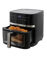 MegaChef 8 Liter Digital Electric Air Fryer with Transparent Window in Black