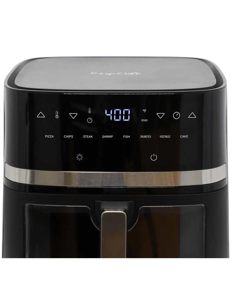 MegaChef 8 Liter Digital Electric Air Fryer with Transparent Window in Black