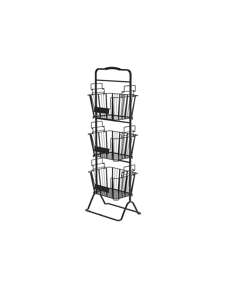 Oceanstar 3-Tier Metal Wire Storage Basket Stand with Removable Baskets, Black