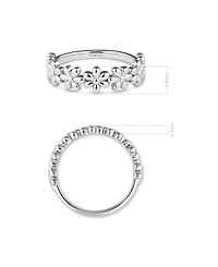 Devata Daisy Flower Ring in Rhodium Plated Sterling Silver, Size 8
