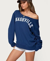 Edikted Women's Nashville Oversized Wide Neck Sweatshirt