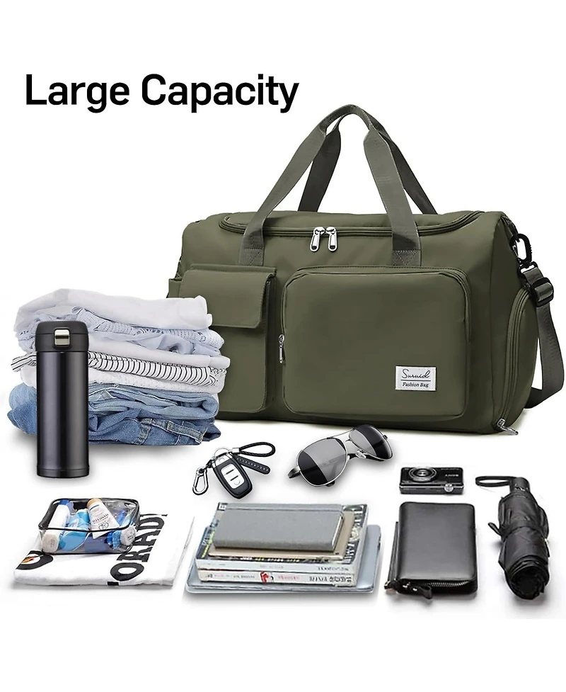Travel Duffel Bag with Shoes Compartment Sports Gym Bag with Dry Wet Separated Pocket for Men and Women Overnight Bag Weekender Bag Training Handbag