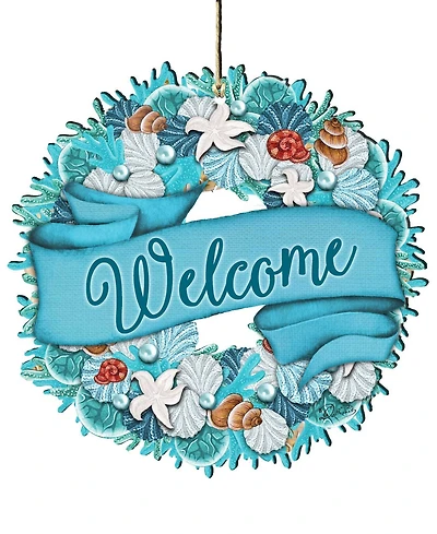 Designocracy Welcome Wreath Wooden Ornament