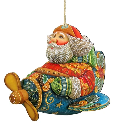 Designocracy Aviator Santa Wooden Christmas Ornament