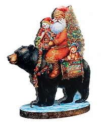 G. Debrekht Santa Claus Black Bear Friend Centerpiece