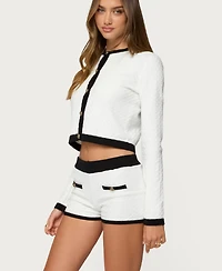 Edikted Women's Mara Contrast Textured Knit Cardigan