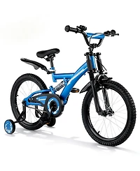 16" Kids Bike with Adjustable Seat, Dual Brakes, Suspension and Training Wheels for Ages 4–7