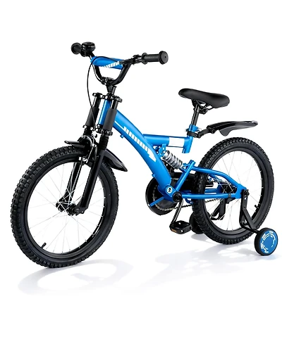 16" Kids Bike with Adjustable Seat, Dual Brakes, Suspension and Training Wheels for Ages 4–7