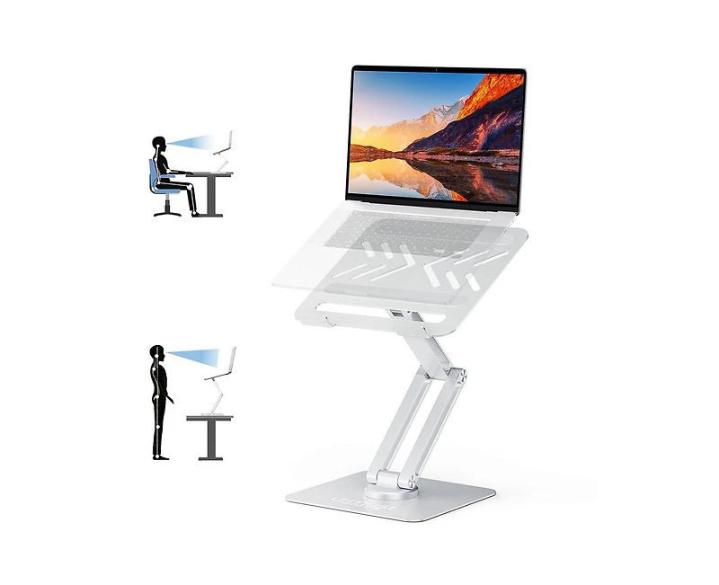 Urmust Height Adjustable Laptop Stand for Desk with 360°Rotating Base, Laptop Riser, Computer Accessories Compatible with MacBook, All Laptops 10