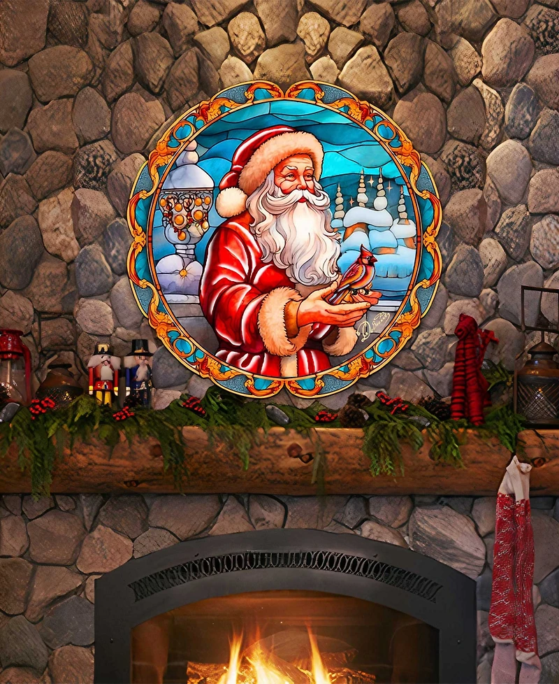 Designocracy Santa with Red Cardinal Holiday Decor