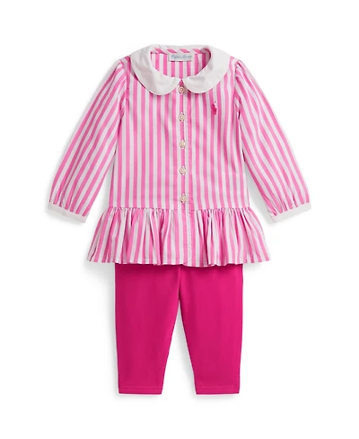 Polo Ralph Lauren Baby Girls 2-Piece Long Sleeves Striped Top and Leggings Set