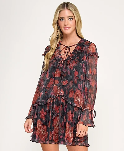 Seni & Cade Juniors' Ruffle Long Sleeve Dress