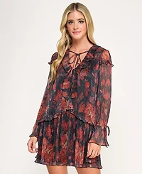 Seni & Cade Juniors' Ruffle Long Sleeve Dress