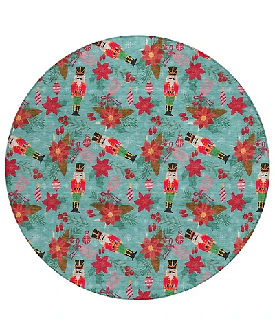 Addison Holiday Washable Indoor/Outdoor ACN1822 8'x8' Round Area Rug