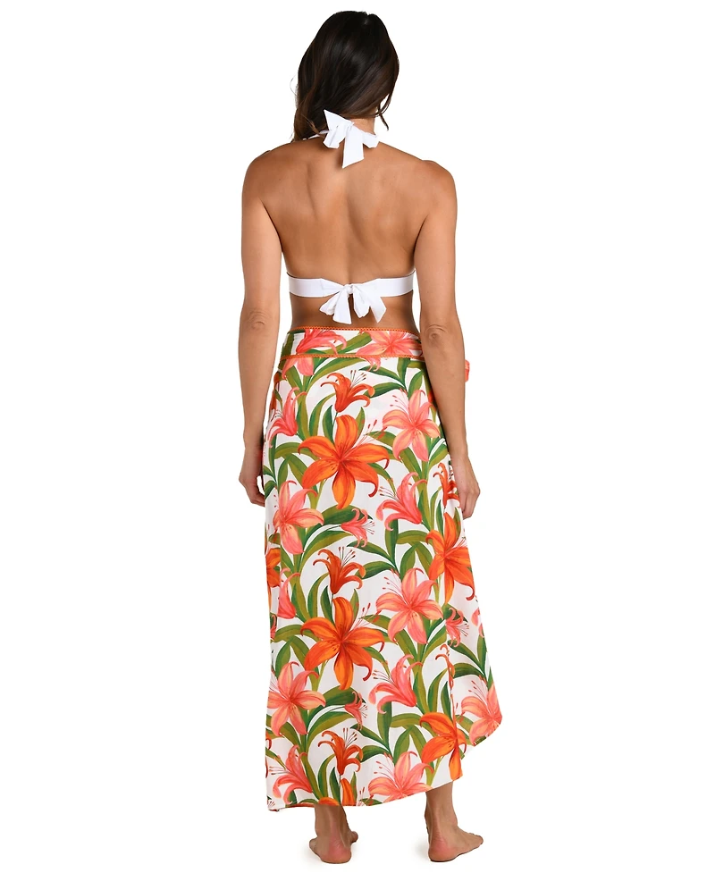 La Blanca Women's Jungle Blossoms Tie Wrap Swim Skirt