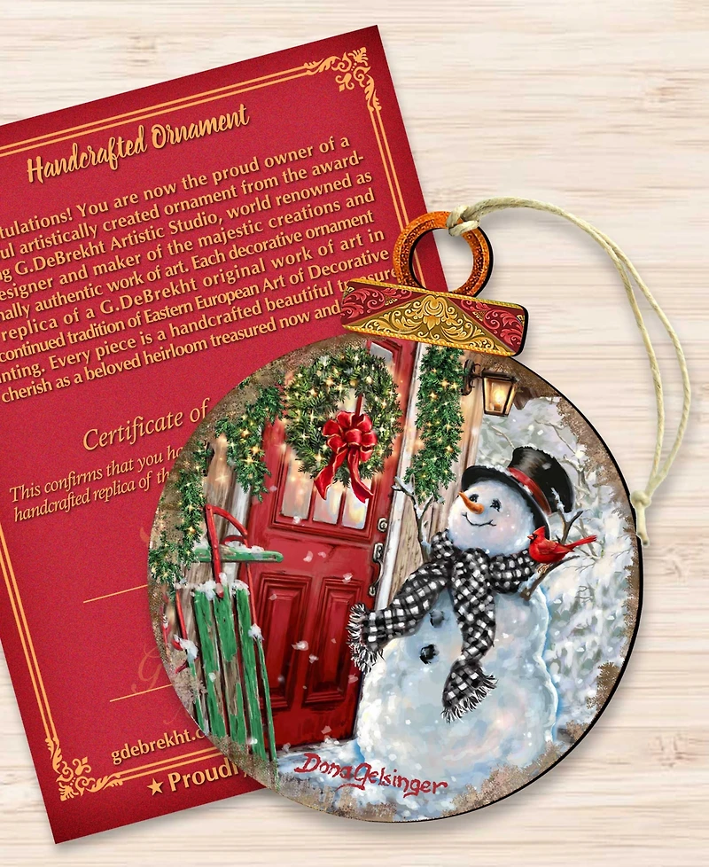Designocracy Winter Arrival Snowman Holiday Ornament