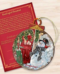 Designocracy Winter Arrival Snowman Holiday Ornament