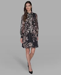 Karl Lagerfeld Paris Women's Printed Collared Shirt Dress